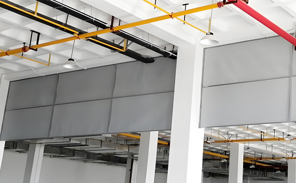 商场防烟分区常闭节点：拜城挡烟垂壁高度与控制器接线图解